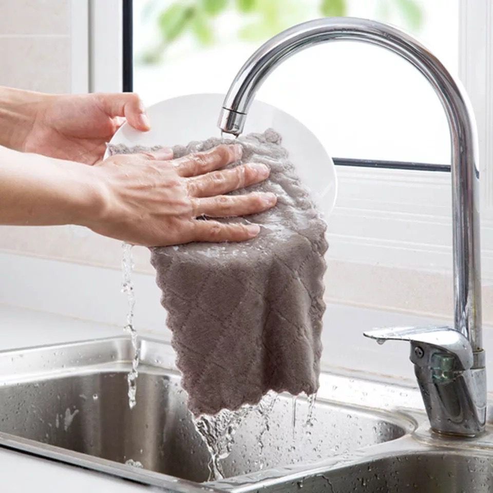 Jikialiang - KAIN LAP MICROFIBER CUCI PIRING ANTI MINYAK DAPUR DAN SERBAGUNA 14x24cm