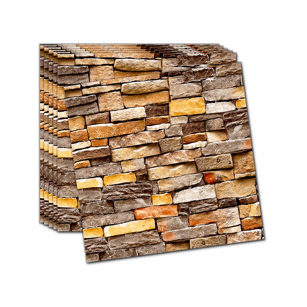 WALLPAPER 3D EMBOSSED STIKER DINDING MOTIF BATU ALAM CORAK CREAM / WALLFOAM TIMBUL 70x77cm-CRK ORANGE