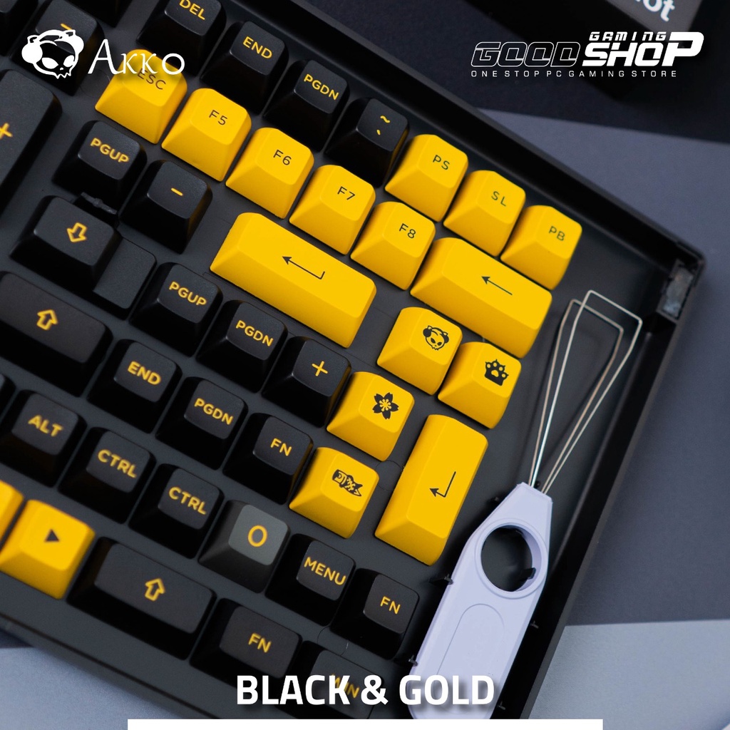 Akko Black &amp; Gold Hiragana Version (158-key) ASA - Keycap Set