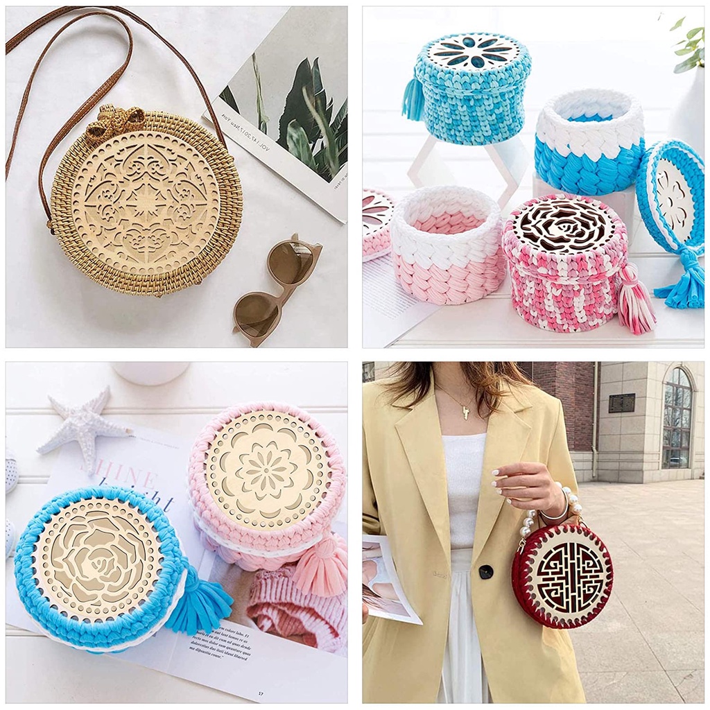 Kayu Wooden Alas  Basket Keranjang Tas Crochet Bottom Base DIY handCraft Knitting Storage Bag