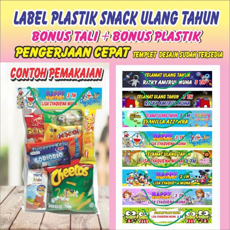 Label Plastik Snack Ulang Tahun Custom