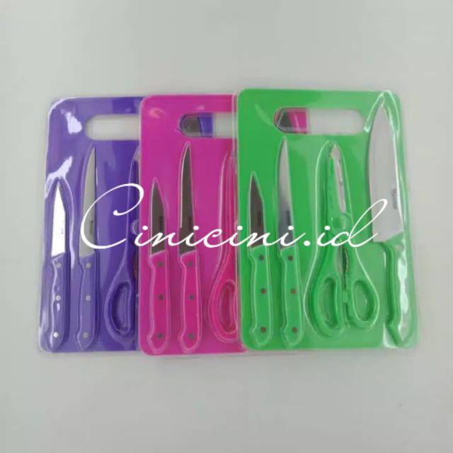 [ Cinicini ] Set pisau Plus Talenan isi 5pcs Pisau Warna