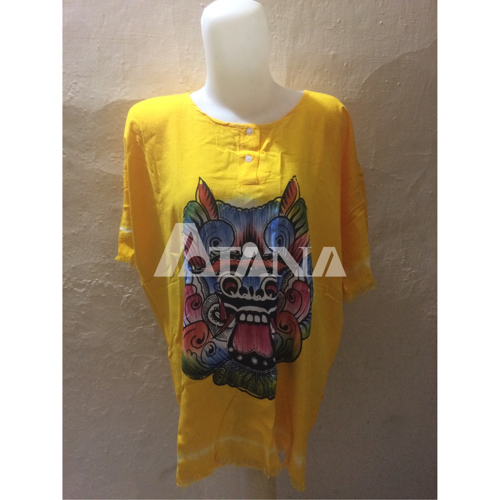 Kaos Rumbai Motif Barong Polos Warna Kuning All Size Full Color