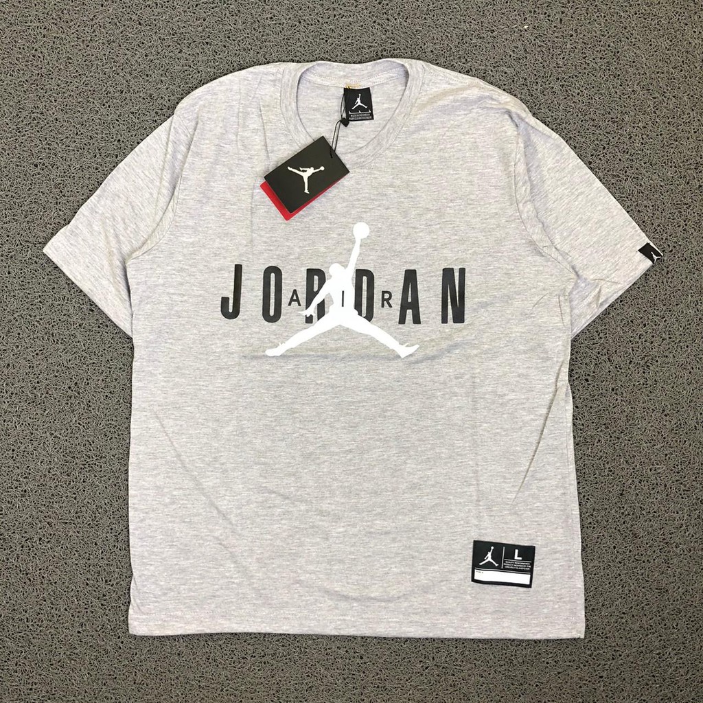 Kaos Nike Air Jordan Jump Man 23 Logo Middle Printed Basic Tees Grey
