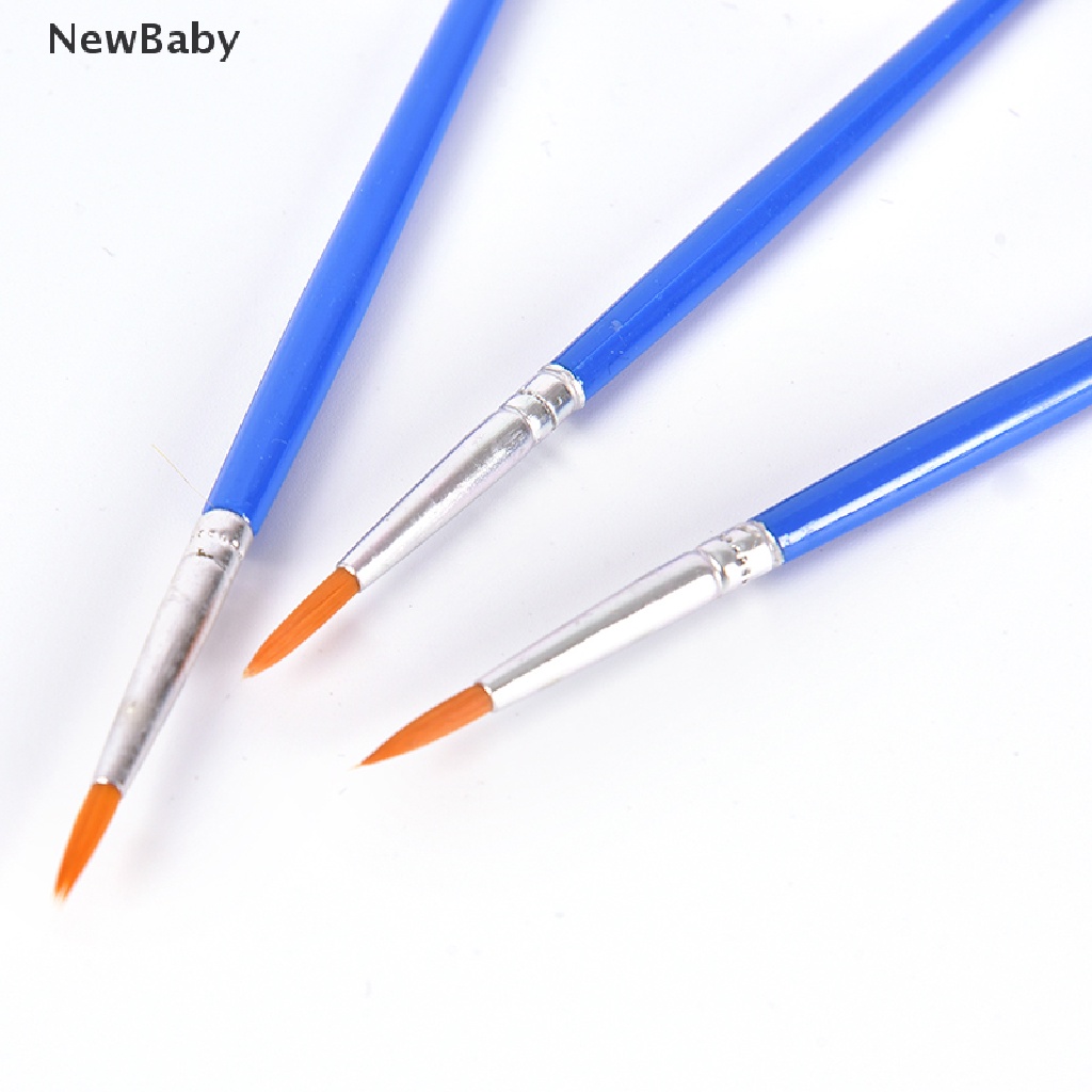 NewBaby 10Pcs Nylon Hair Artist Paint Brush Acrylic Watercolor Round Fine Hand Point Tip ID