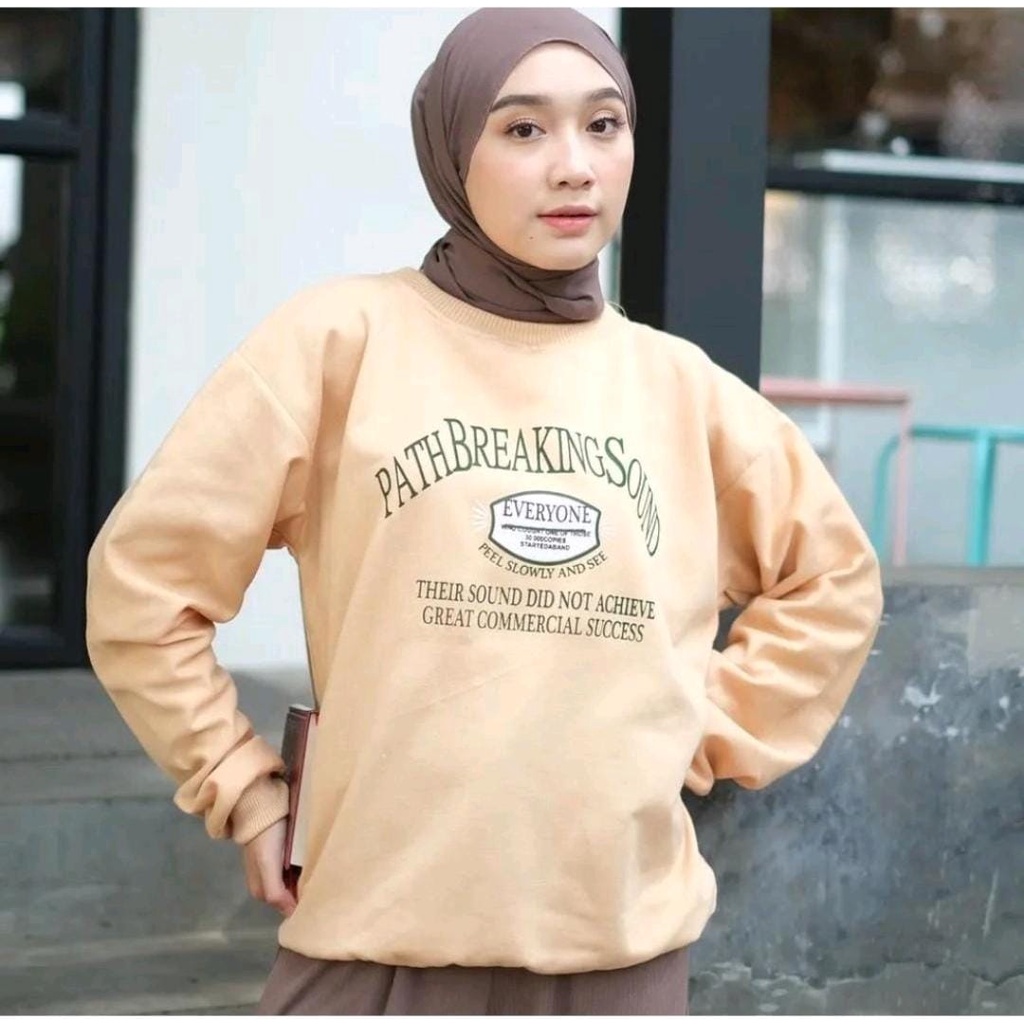 CREWNECK WANITA PATH BREAKING SOUND /// SWEATER WANITA LUCU ALA KOREA TEBAL KEKINIAN TERBARU''