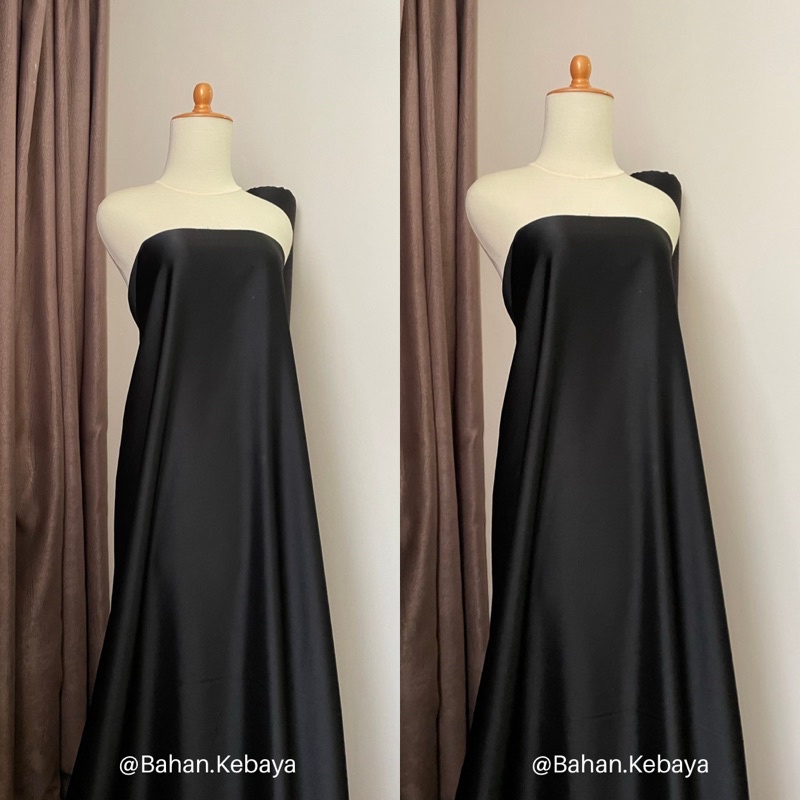 Kain Satin Premium Silk Bahan Maxmara Original Warna Hitam Black