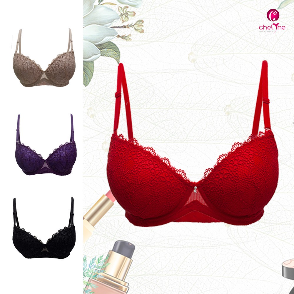 BH Chelyne Push-Up-Bra 911 Full Brukat Tebal - Half Cup Bra