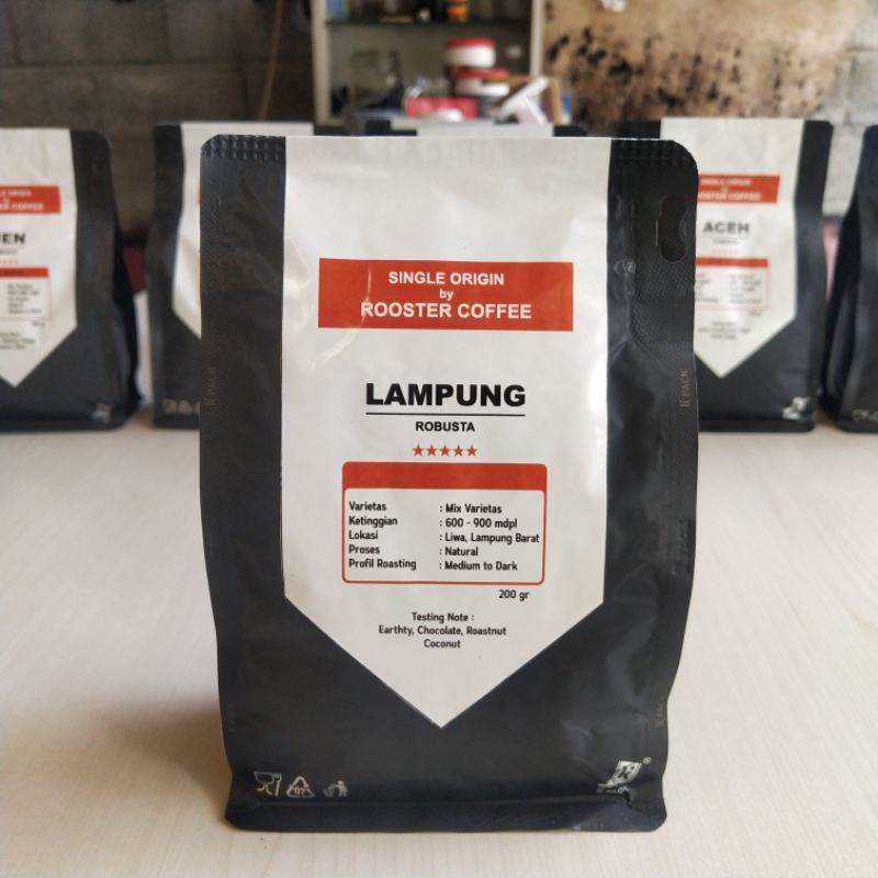 

Kopi Robusta Lampung 200 gr Proses Natural Biji atau Bubuk by Rooster Coffee Single Origin