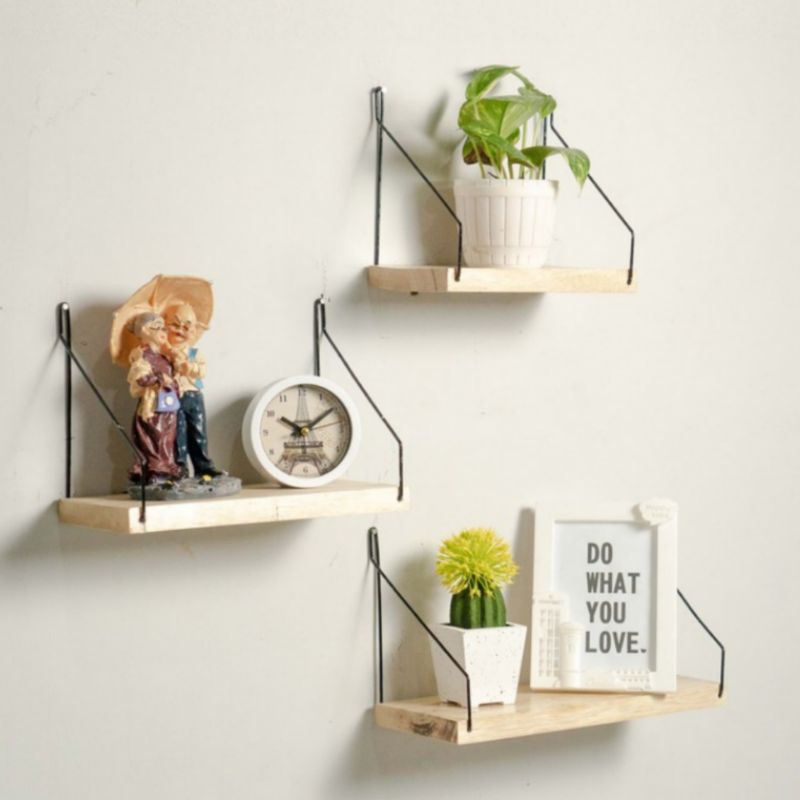 rak dinding gantung / rak gantung kayu / rak melayang / rak kayu aesthetic