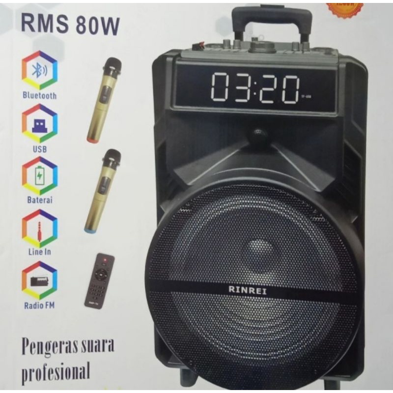 SPEAKER PORTABLE RINREI 12"BLUETOOTH KARAOKE