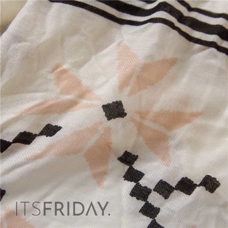 ITSFRIDAY MECCA Scarf - Premium Pashmina Shawl Selendang Syal Pasmina Hijab Import Motif Bunga Peach