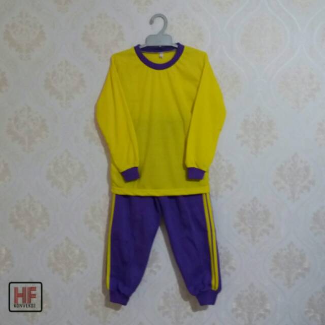 Baju Olahraga Anak / Seragam Olahraga TK Kuning Ungu