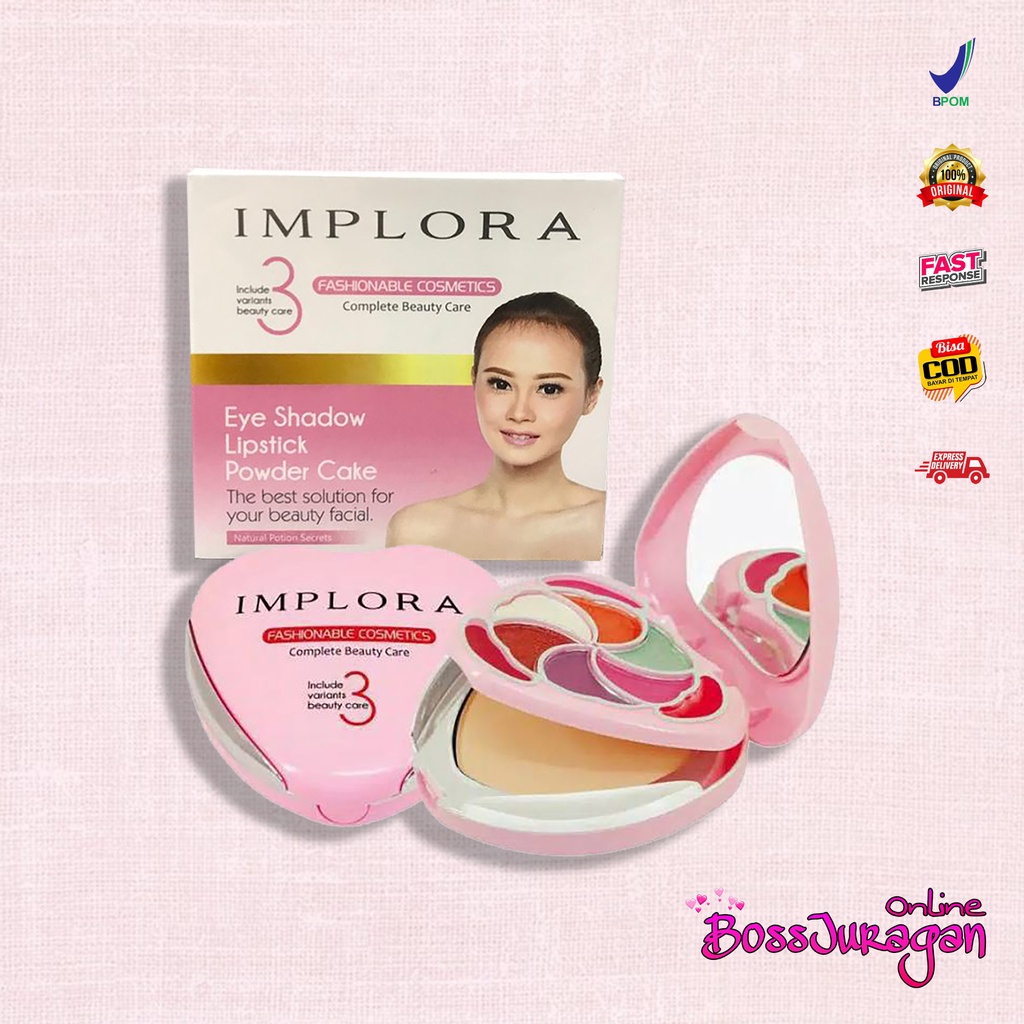 (BOSS) (012) Implora Complete Beauty Care -  IMPLORA EYESHADOW+LIPSTIK+BEDAK