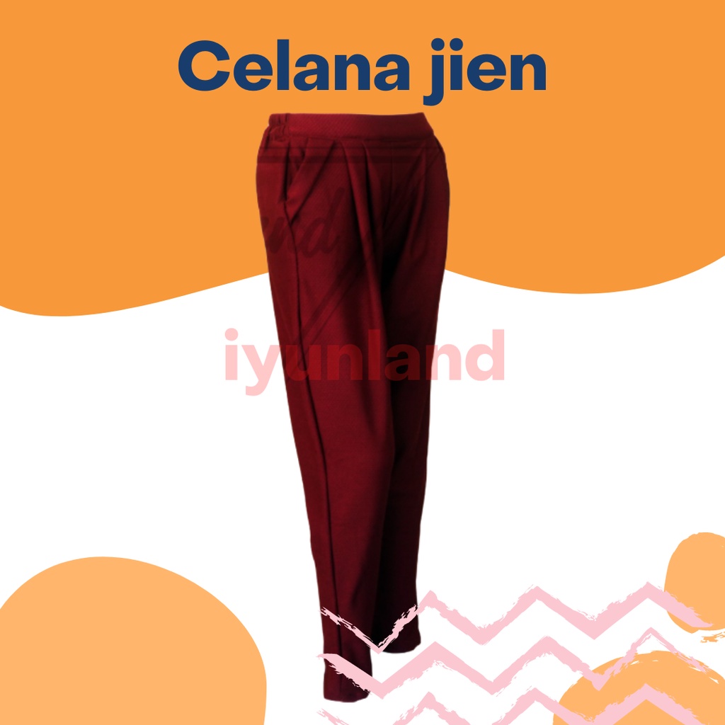 Ossa waffle pants / jien pants wanita warna maroon