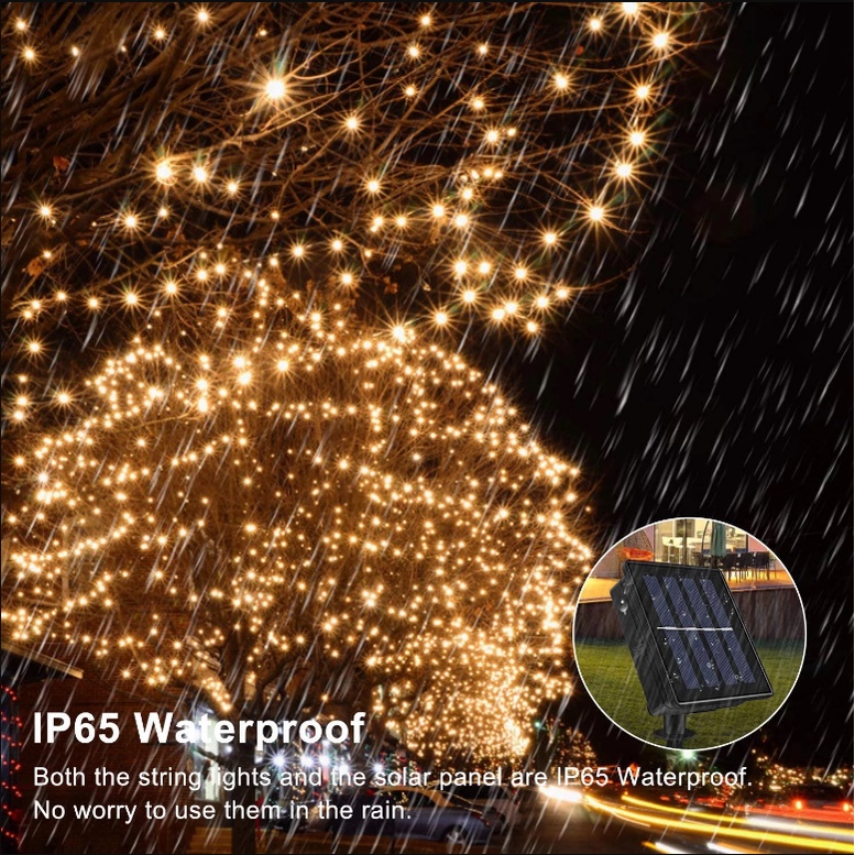 Lampu TENAGA SURYA 22meter 200LED Solar Tumblr String Lights 8 Modes Solar Twinkle Fair Lights for Christmas Garden Auto on/off 22m Solar led light Warna Warni Outdoor Waterproof Lampu Raya