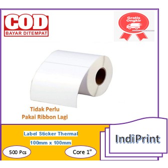 

LABEL BARCODE THERMAL 100 X 100 MM 500 PCS (4x4) 1 INCH