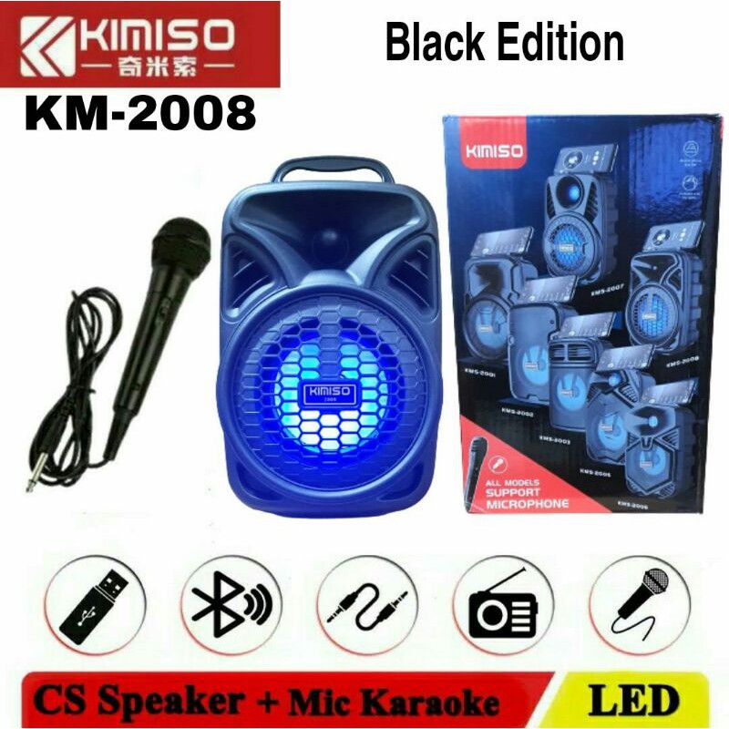 KIMISO KM 2008 Speaker Bluetooth LED Karaoke KM-2008 Portable Wireless + Microphone