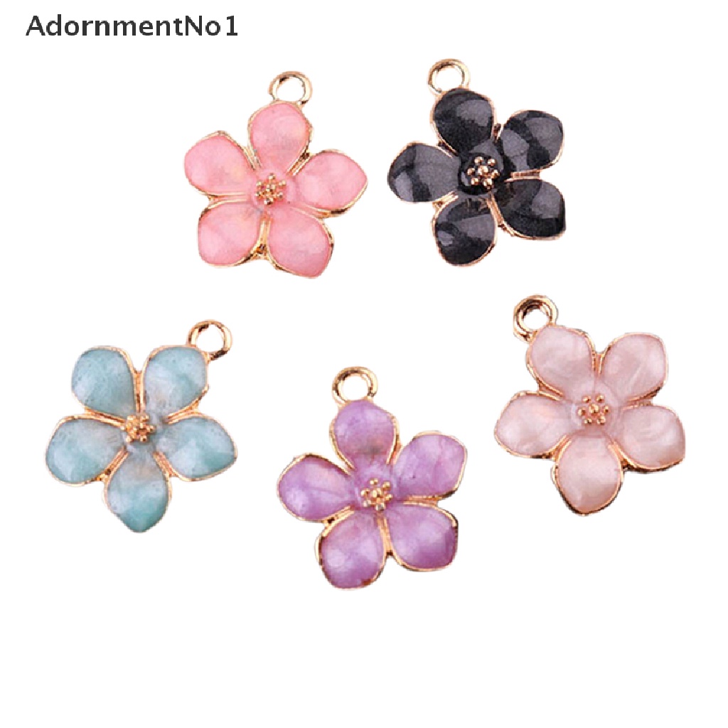 (AdornmentNo1) 10pcs / Set Liontin Bunga Enamel Bahan Alloy Untuk Membuat Perhiasan DIY