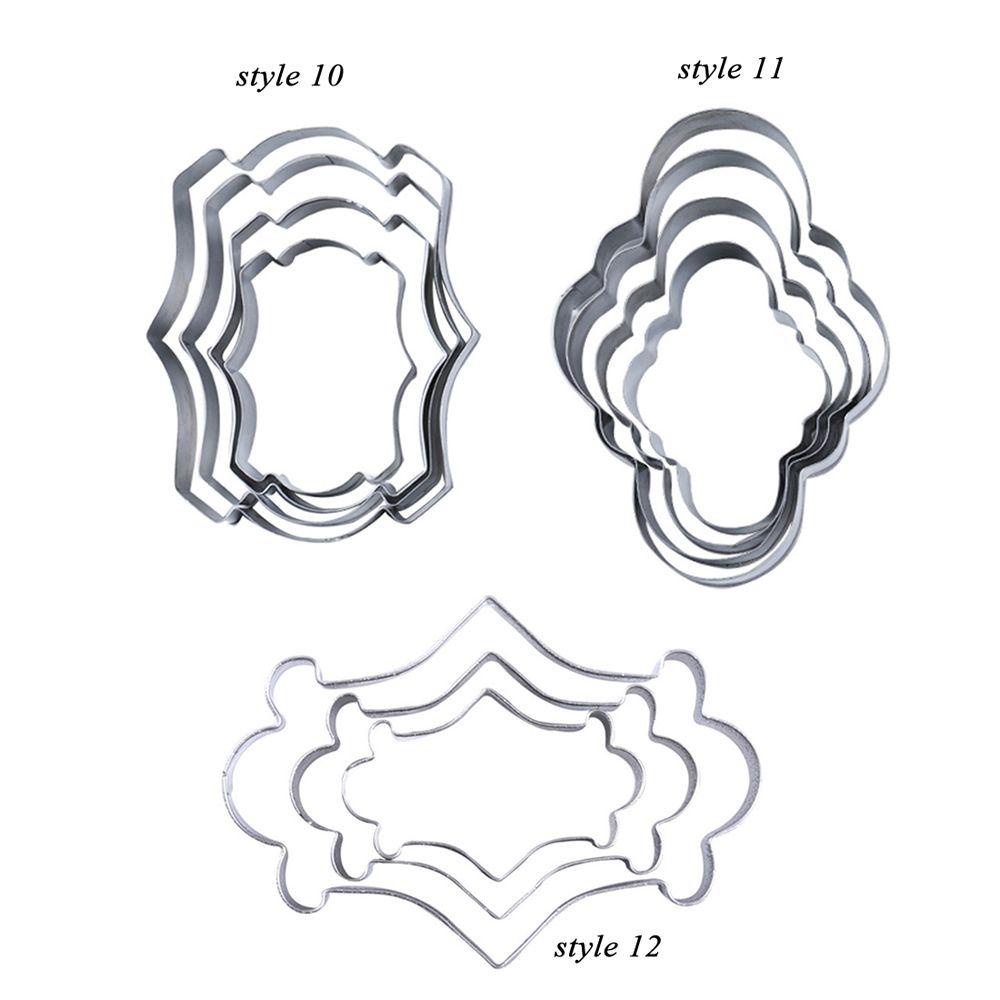 Solighter 3/4PCS Bingkai Cookies Cutter DIY Oval Stainless Steel Cetakan Kue Merry Christmas Cookie Mould
