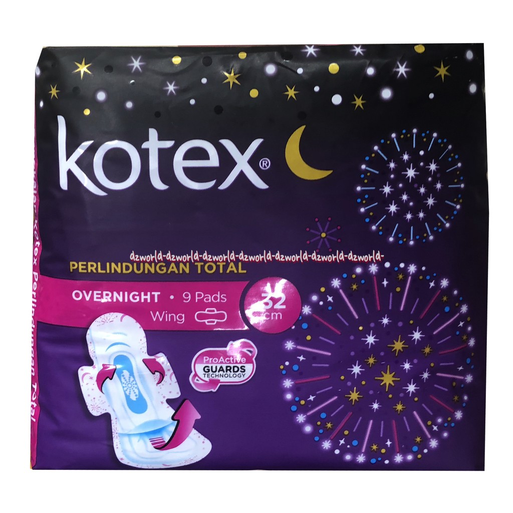 Kotex Perlindungan Total Overnight Wings Isi 9 Pads Pemablut Wanita Panjang 32Cm