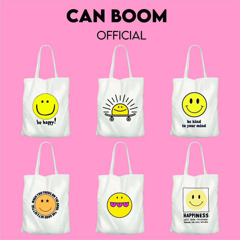 Totebag Keep Smile Smiley Portait Resleting by canboom official