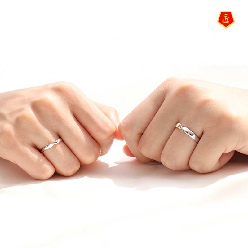 [Ready Stock]925 Silver Couple Rings Mobius Strip Simple Personality