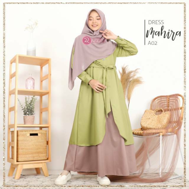 ZIZARA MAHIRA DRESS GAMIS POLOS TWO TONE TOYOBO ADEM MODEL UNIK CANTIK ADEM BUSUI WUDHU FRIENDLY