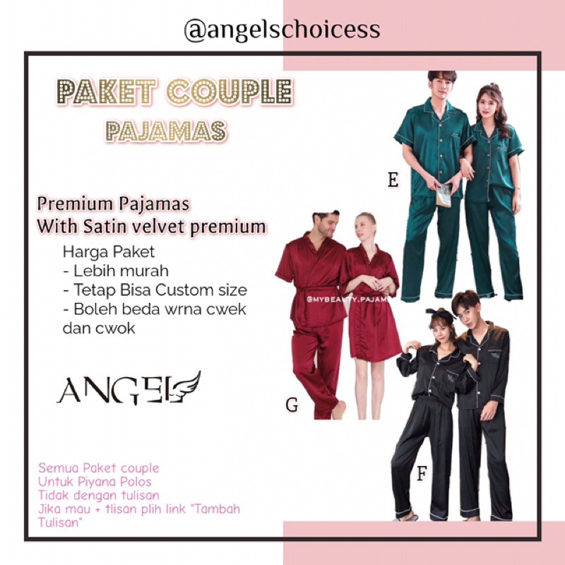 Piyama couple pajamas couple baju tidur couple piyama satin couple pajamas