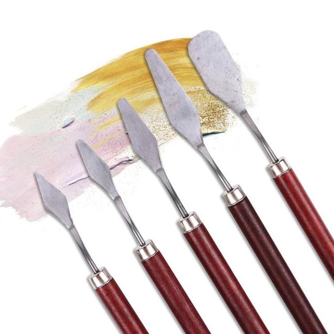

5PCS/SETS PALETE PISAU SPATULA DEKORASI KUE LUKIS KNIVE SPATULA PALET