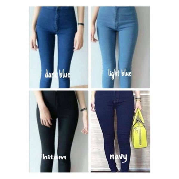 YAOSHI - Celana Panjang Jeans Wanita  highwaist Jeans Polos Basic Melar &amp; Ngaret ( BAHAN GOOD QUALITY )