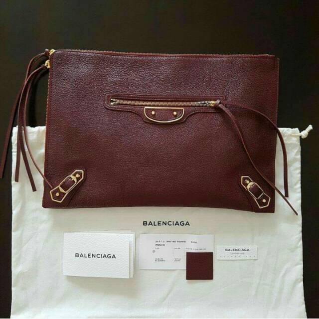 Tas balenciaga clutch edge large 34cm bordeaux GHW 2017 bag