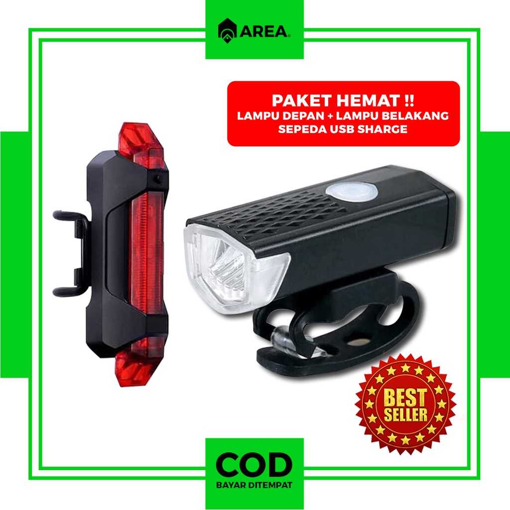 Paket Lampu depan dan belakang sepeda LED USB Rechargeable Paket Lampu depan dan belakang sepeda LED USB Rechargeable