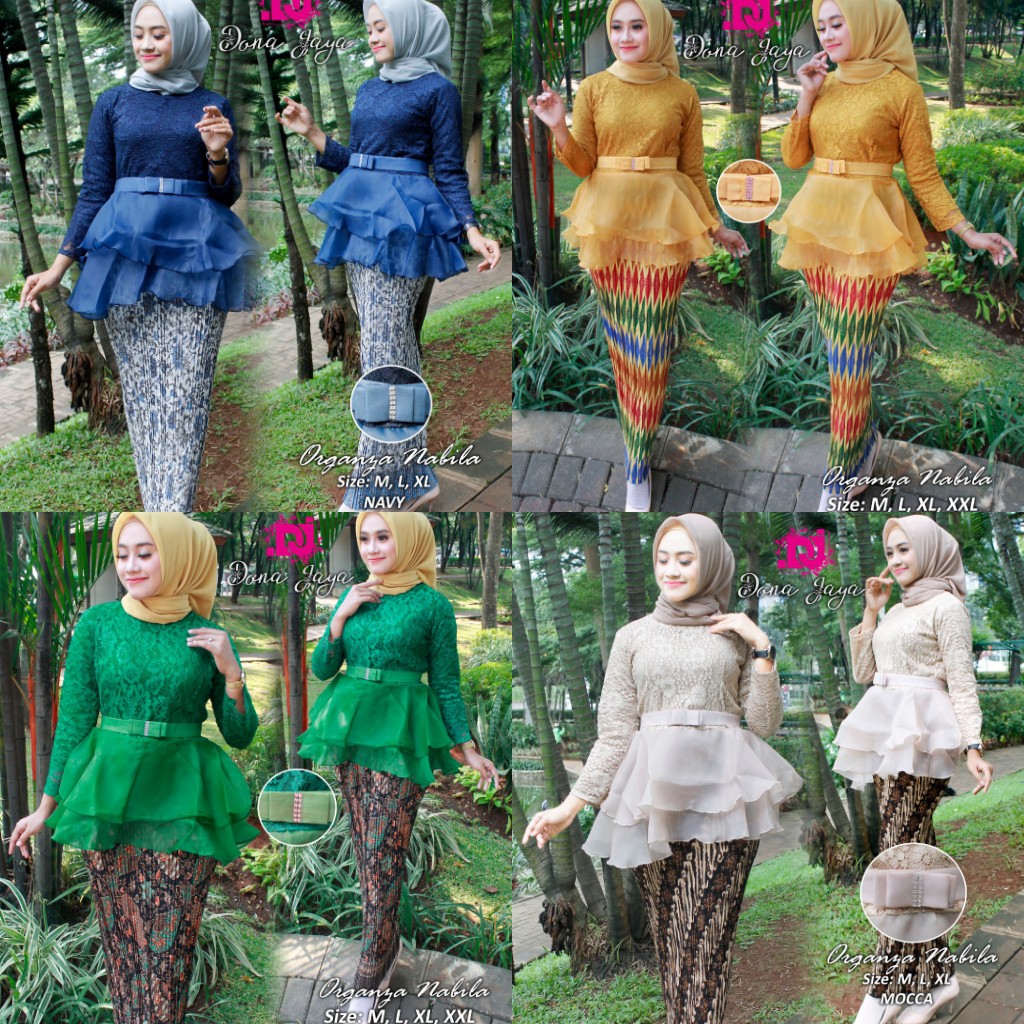 Set Kebaya New Organza Brokat Aneka Pilihan Warna