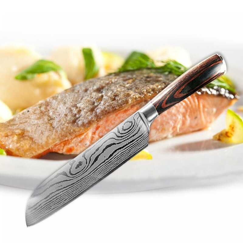 Set Pisau Dapur Damascus Pattern Stainless Steel 4 PCS Xituo - DL4-A