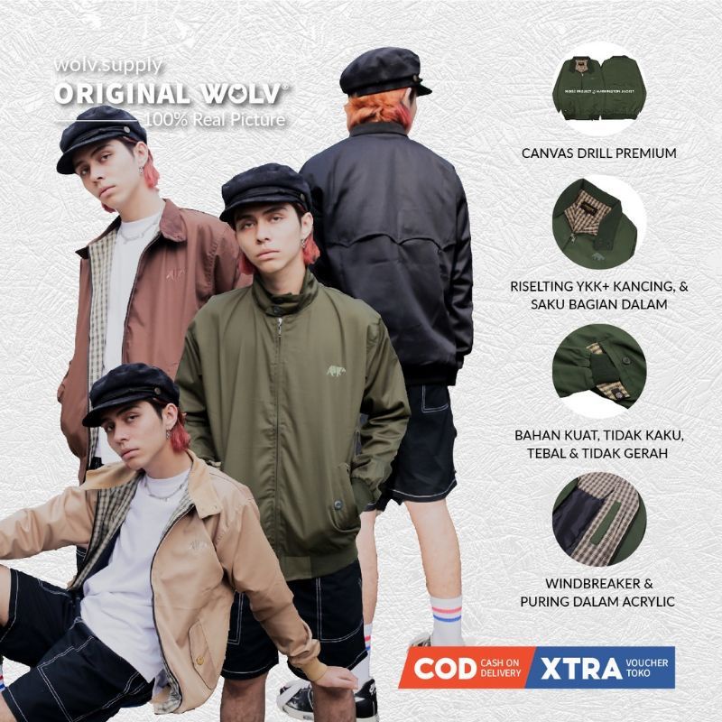 JAKET HARRINGTON PRIA CANVAS / HARRINGTON  JACKET KREM/CREAM