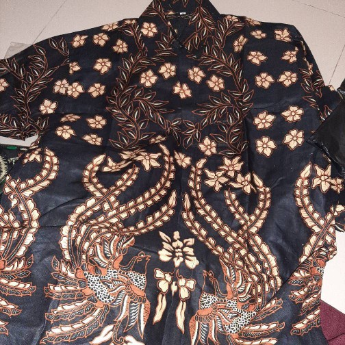 Kemeja Batik Pria Lengan Panjang Size M L Xl Xxl  Bswart Batik Hrb026 Kenongo Hem Panjang Padi