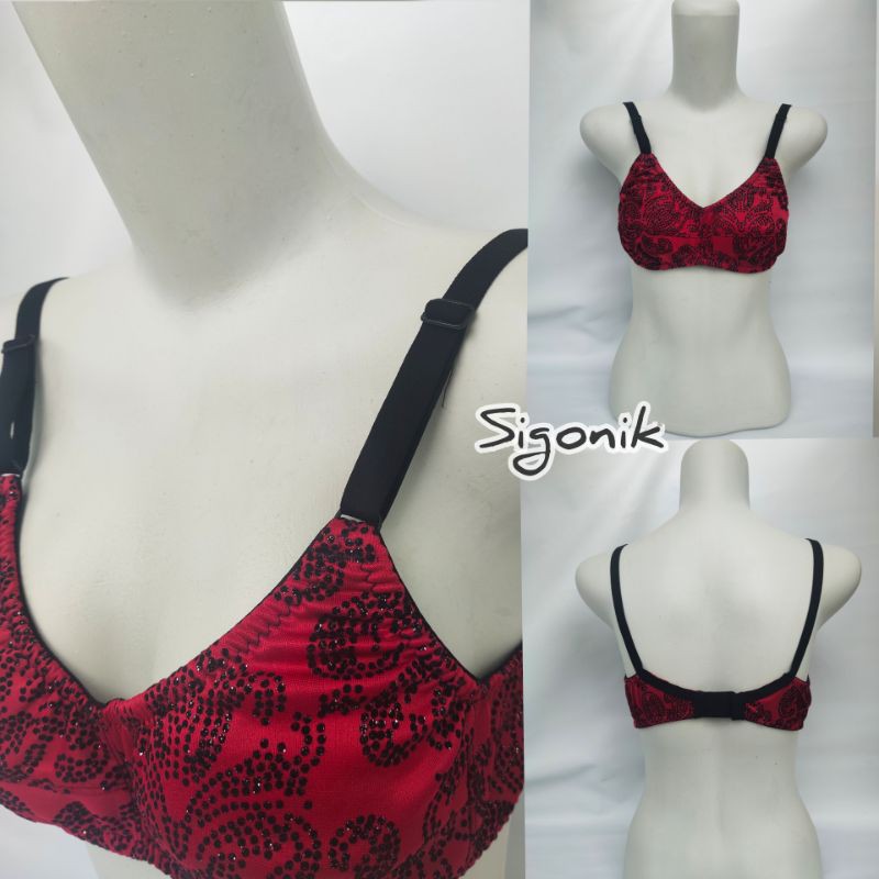 Bra BH Sport Wanita Tanpa Busa dan Kawat Motif JBT 34 36 38 40 42 Jumbo Big Size Cup Besar  Motif