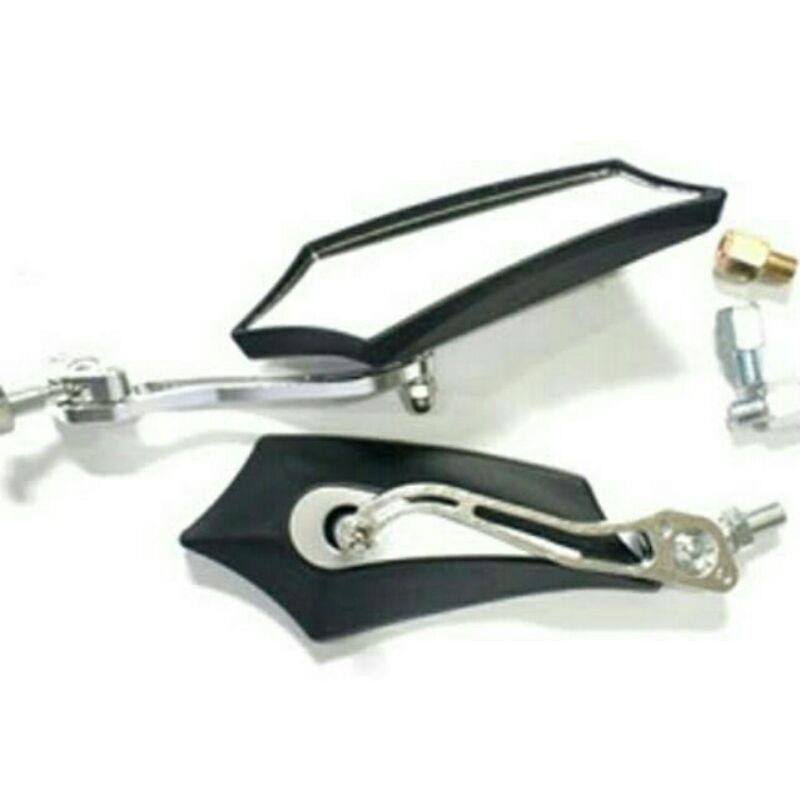 Spion Motor Variasi Spion Koso Model Batman Tangkai Cnc Universal Semua Motor-Silver