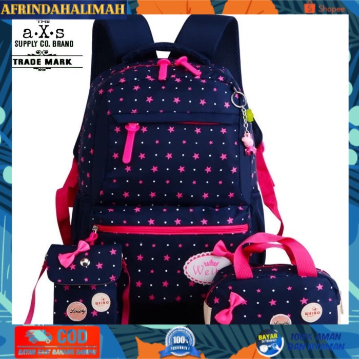 

{TERBARU} Tas sekolah anak cewek pulkadot set