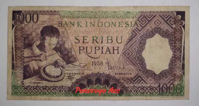 Uang kuno 1000 rupiah pekerja tahun 1958 rp 1000 pekerja 1958 uang kuno rp.1000 pekerja tahun 1958