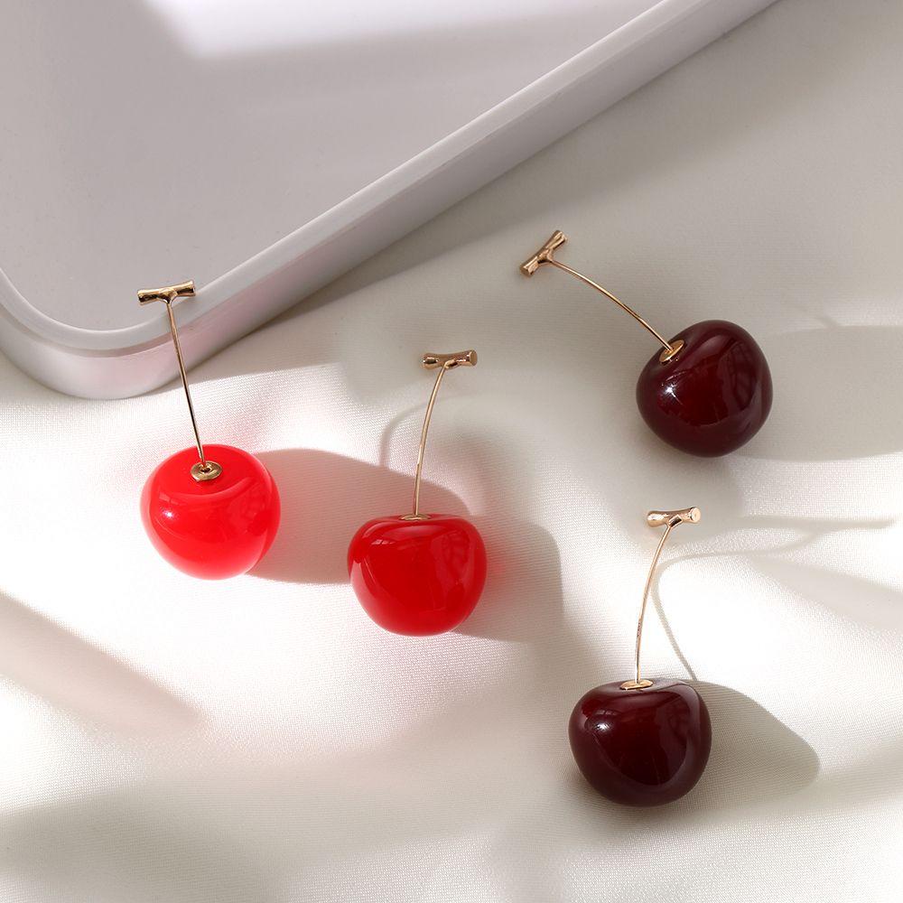 Solighter Cherry Earrings Perhiasan Musim Panas Pesta Baru