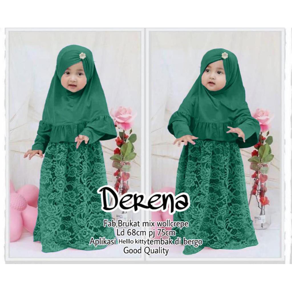 Derena maxi anak sudah dapat kerudung//maxi cewe murah//baju anak murah// gamis anak