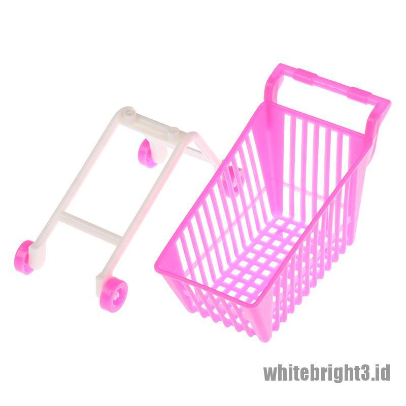 (white3) 1pc Mainan Trolley Belanja Mini Untuk Aksesoris Boneka