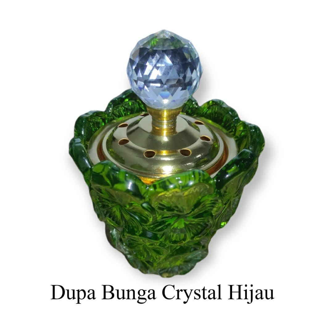 Tempat Bakar Dupa mabkharah Model Gelas Crystal / Bunga Crystal