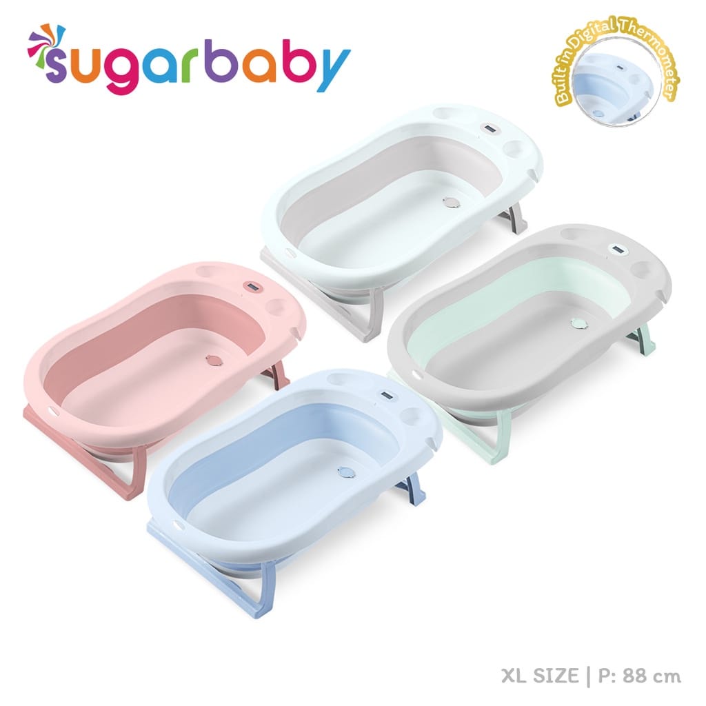 MOMS_ Sugarbaby F88 Foldable Baby Bathtub with Digital Thermometer / Bak Mandi Lipat dengan termometer air digital F88