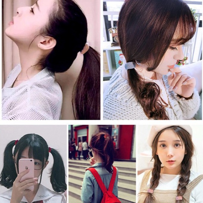 WBS Ikat Rambut Simple Bahan Karet Gaya Korea Elastis untuk Wanita Warna Polos Impor / IR029-1