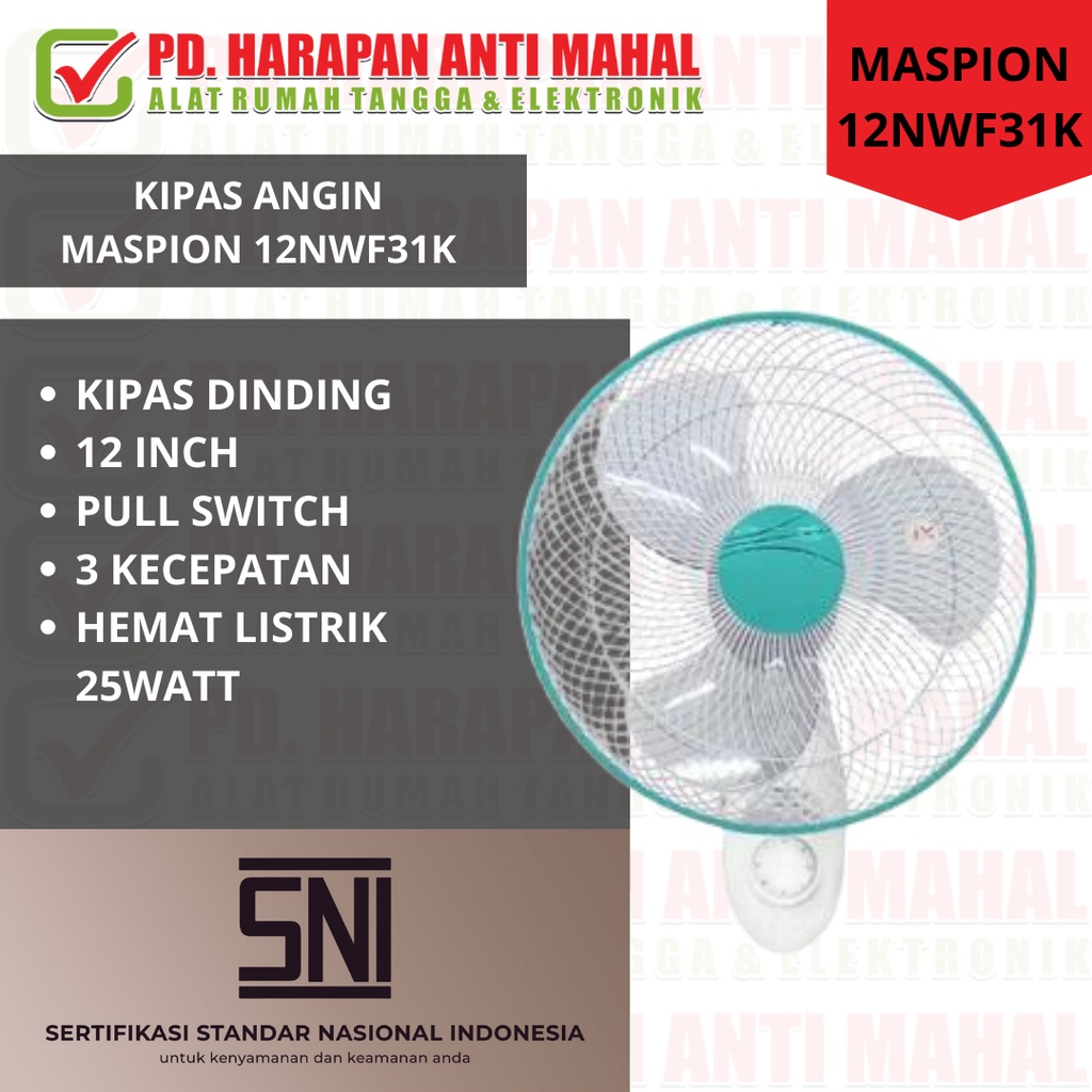 KIPAS ANGIN MASPION 12MWF31K/ KIPAS ANGIN DINDING MASPION 12MWF31K/ KIPAS ANGIN MURAH MASPION 12NWF3