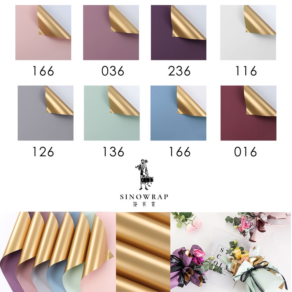KERTAS BUNGA TWO COLOR GOLD OY LL  (1 PACK = 20 LBR) FLOWERPAPER MURAH PEMBUNGKUS BUNGA WATERPROOF
