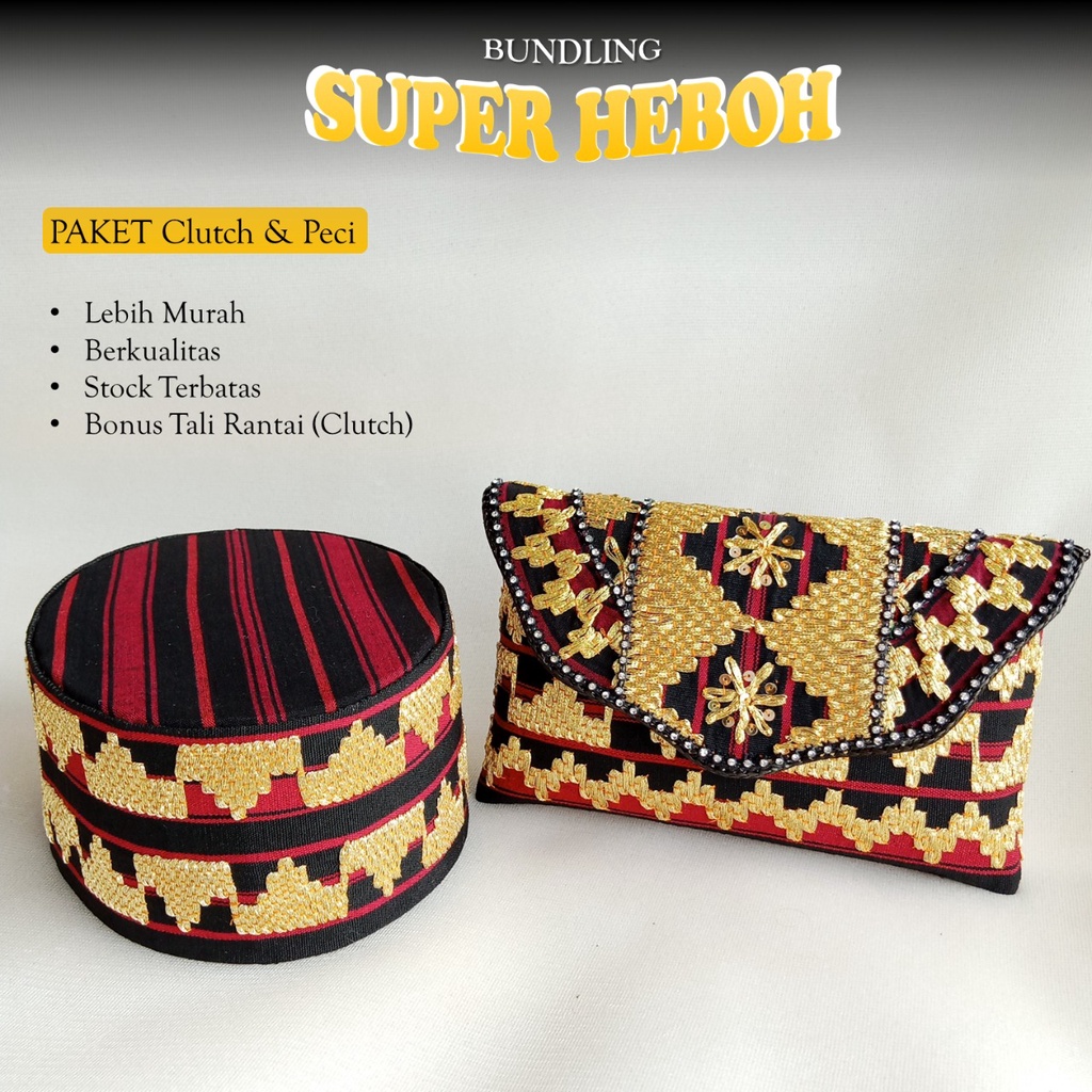 PROMO HEMAT BUNDLING CLUTCH & PECI TAPIS TENUN TAPIS LAMPUNG - LAMPUNG ETHNICA OFFICIAL